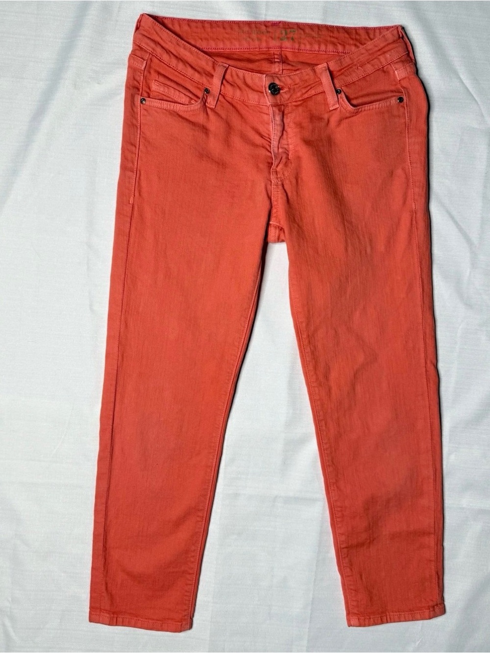 Kate Spade Broome Street Cropped Skinny Coral Orange Denim Jeans Size 27